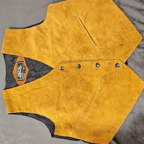 MPW vintage leather western vest sz.M metal buttons pockets - Picture 1 of 8